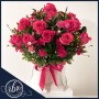 Blush Elegance Hat Box - Hot Pink Roses Flower Arrangement